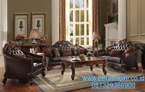 Set Kursi Sofa Ruang Tamu Jati Klasik Royal Crown